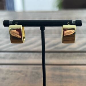 Sterling Silver 14K Yellow Gold Plated Square Wide Geometric Minimalist Earrings